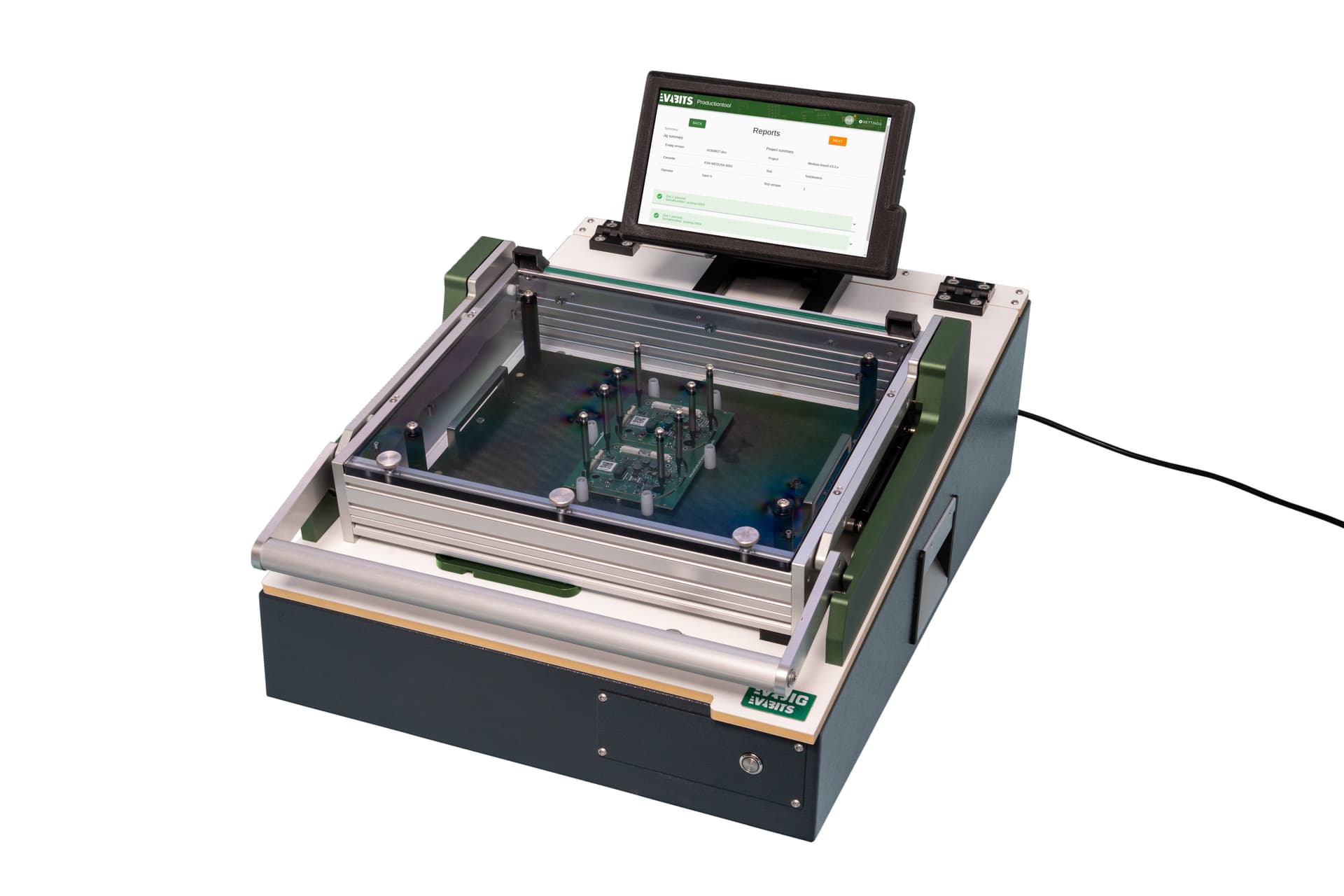 EVAjig testing platform interface