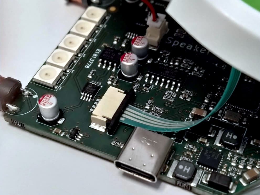 Assembled top shell with electronics seated